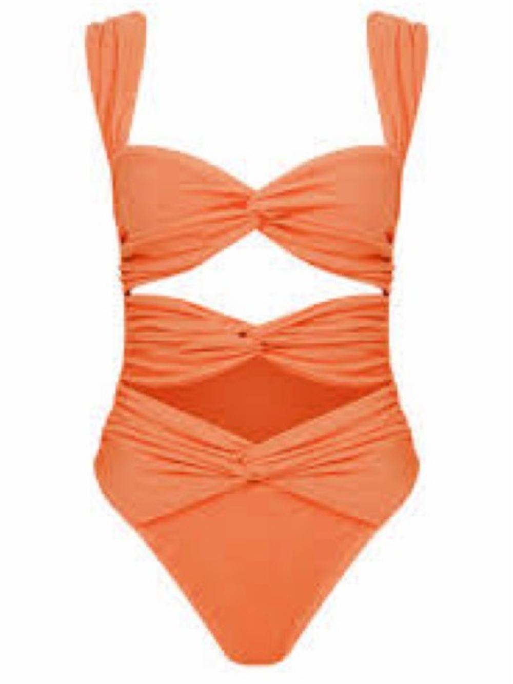 Ruched Twist Orange One-Piece Swimsuit